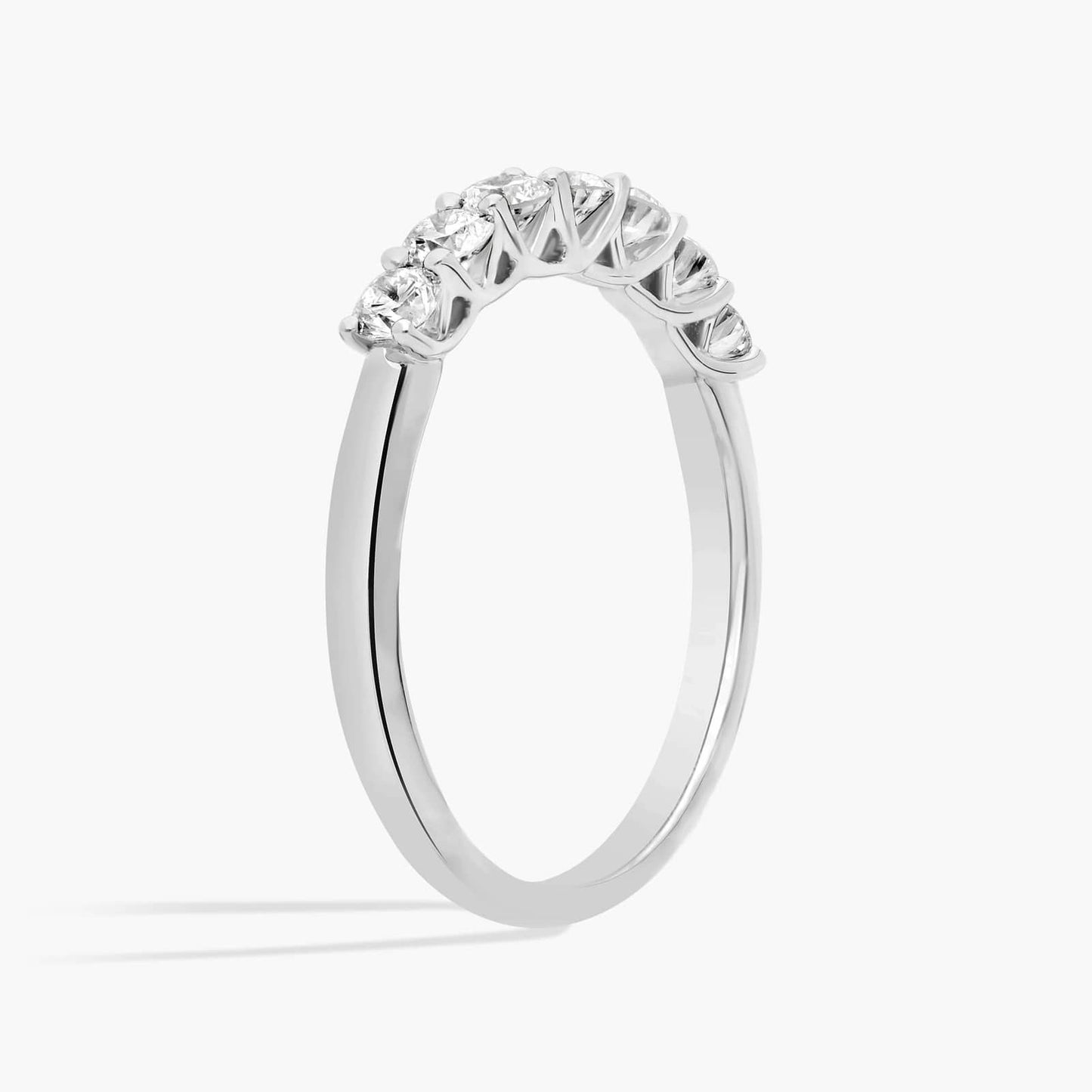 Seven Stone Trellis Diamond Ring In 14K White Gold 