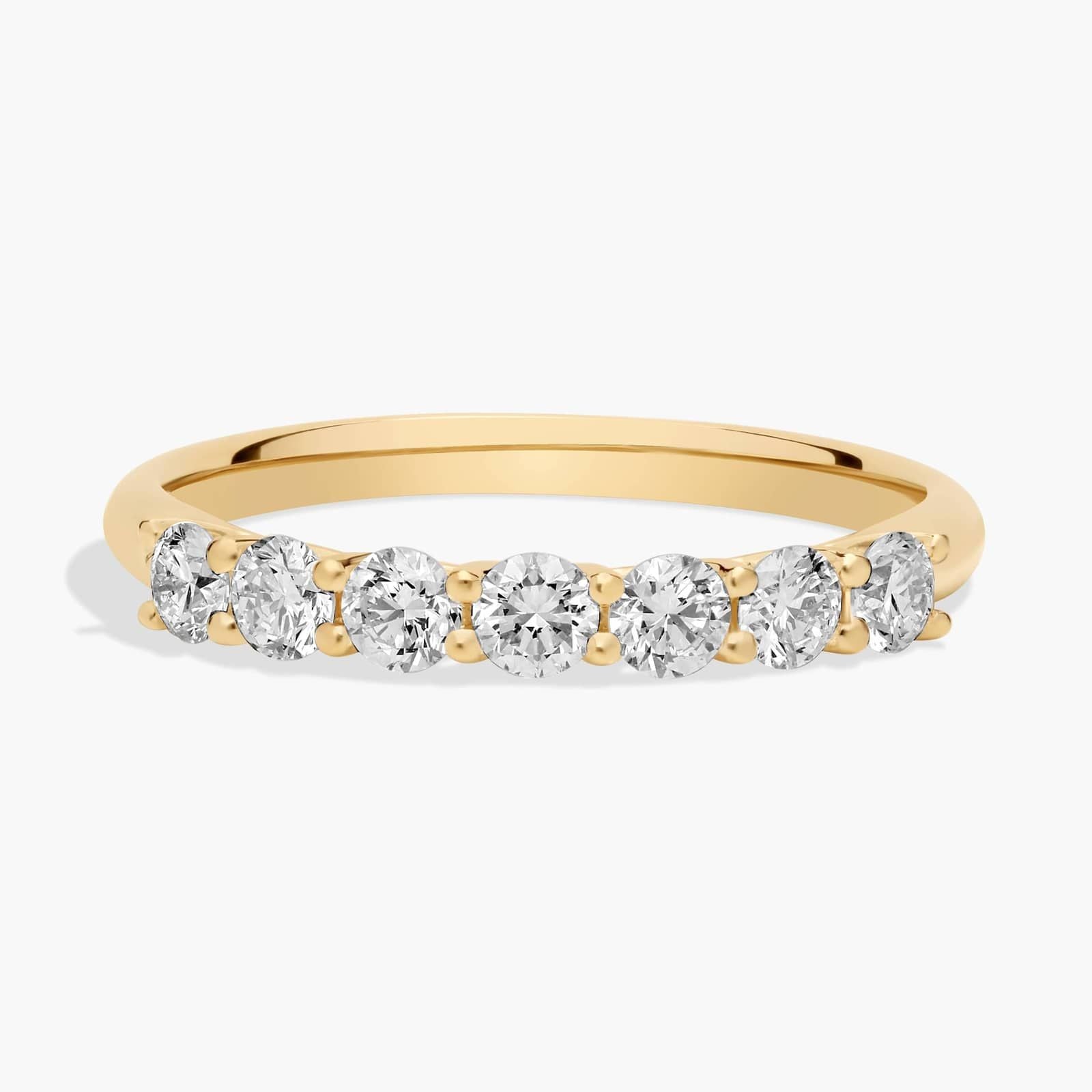 Seven Stone Trellis Diamond Ring in Yellow Gold For Women