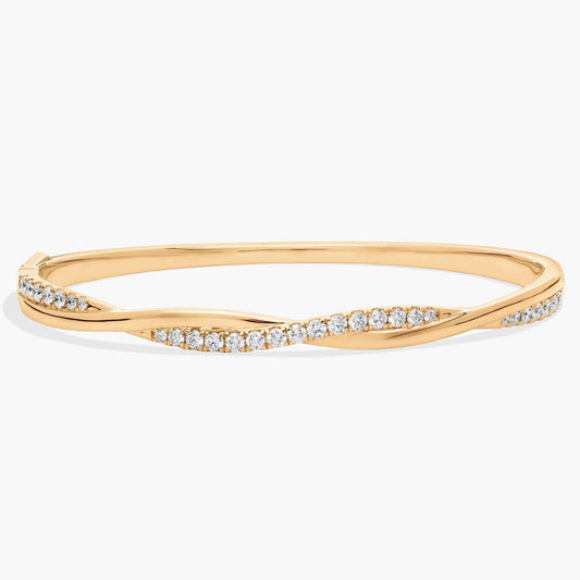 Twisting Diamond Bangle in 14k Yellow Gold