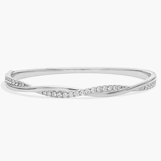 Twisting Diamond Bangle in 14k White Gold