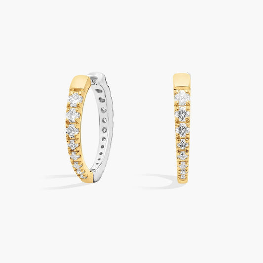 Two-Toned Lab Grown Diamond Tapered Hoop Earrings