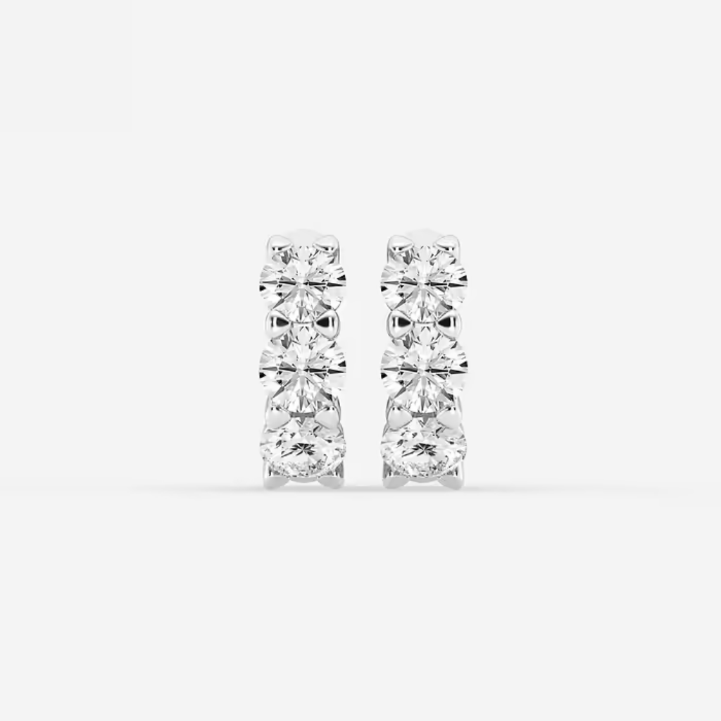 Mini Diamond Huggie Hoop Earrings in White Gold