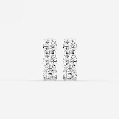 Mini Diamond Huggie Hoop Earrings in White Gold