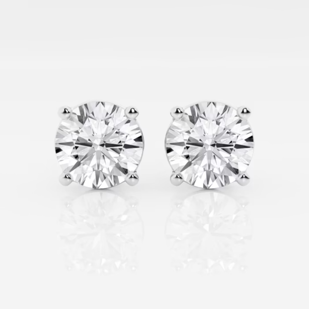 Lab Grown Round Diamond Stud Earrings White Gold