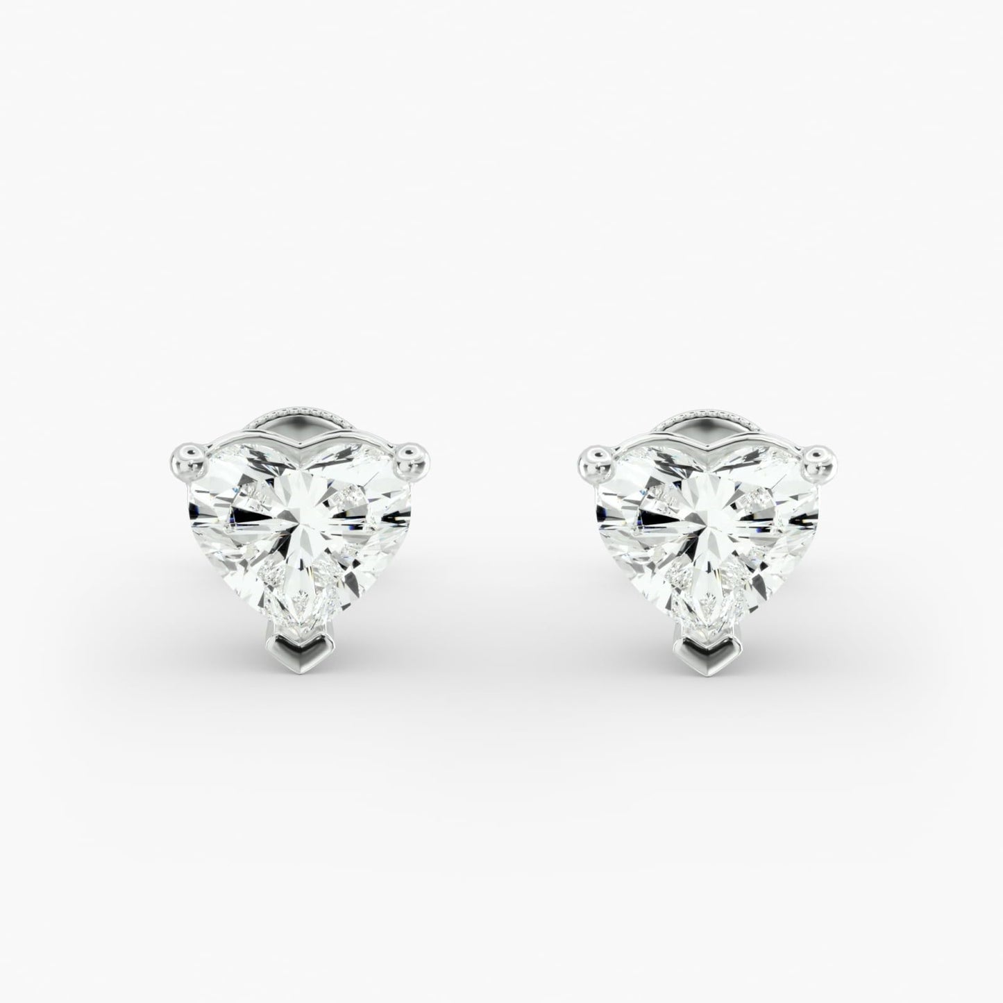 Heart Cut Diamond Stud Earrings
