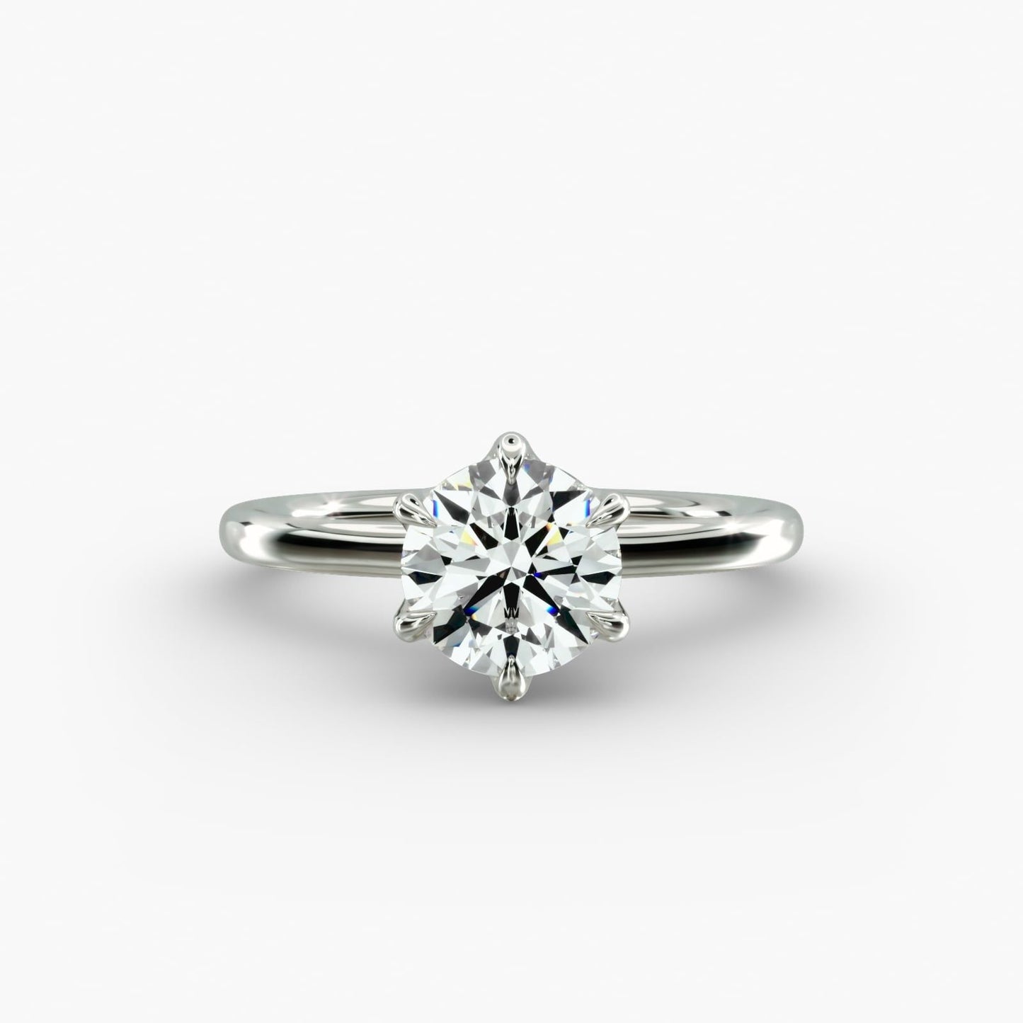 Six-Prong Solitaire Plus Hidden Halo Diamond Engagement Ring