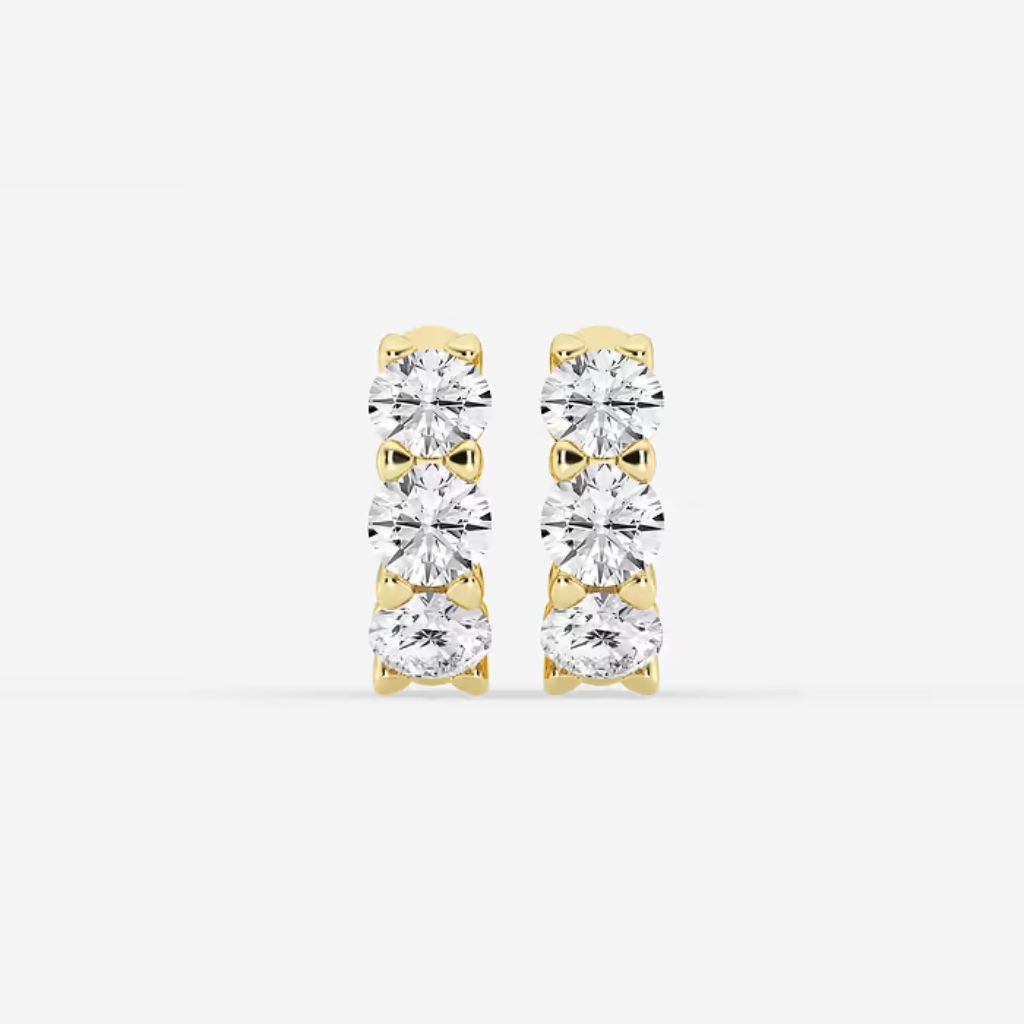 Lab Diamond Huggie Hoop Earrings in Yellow Gold