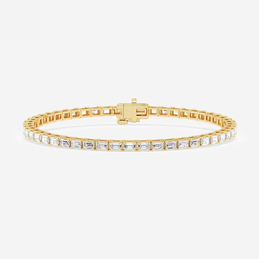 Lab diamond EAST-WEST Tennis Bracelet in Yellow Gold