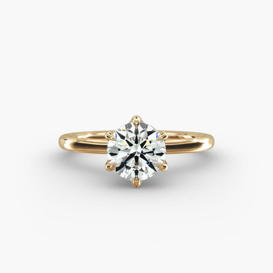 Six-Prong Solitaire Plus Hidden Halo Diamond Engagement Ring
